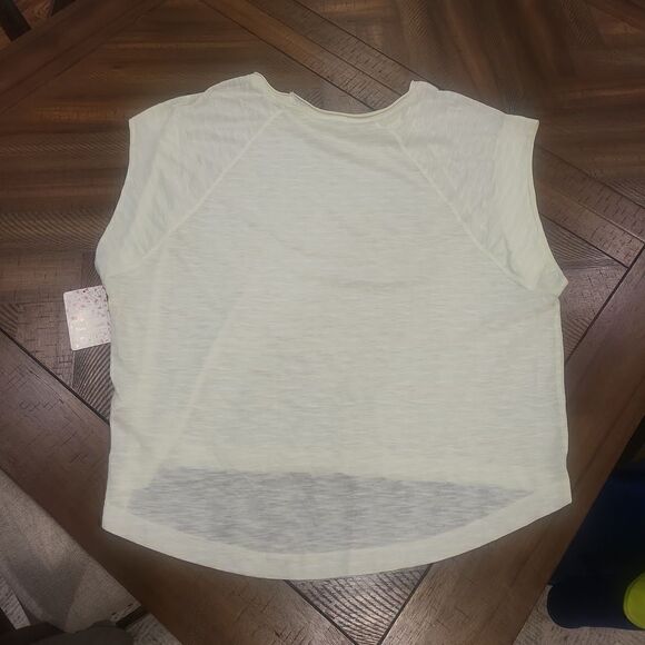 Free People Oversized Tee White and Light Green Small - Picture 6 of 6